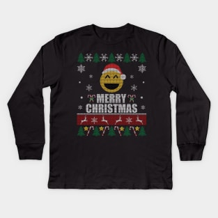 Smiling Face Emoji Christmas Kids Long Sleeve T-Shirt